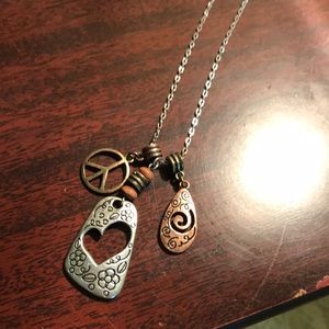 Copper, silver, gold necklace